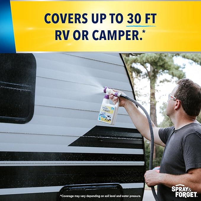 Spray & Forget RV & Camper Wash and Wax Combo, Includes RV & Camper Wash (1 Quart) and RV & Camper Wax (1 Quart) with Convenient, Ready-to-Use Hose End Adapters