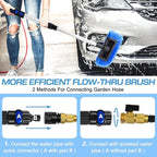 Lezcufer 65" Car Wash Brush with Long Handle, Car Wash Mop, Flow-Thru Soft Bristle Car Washing Brush with Extendable Handle and Hose Attachment for Car, SUV, Truck,RV, Boat
