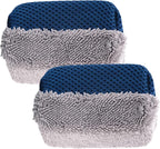 VIKING Tire Shine Applicator Sponges, Multi-Purpose Mesh and Microfiber Applicator Pad for Car Detailing, Blue and Grey, 2 Pack