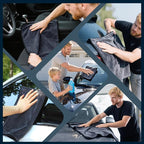 4PCS Car Drying Towel Microfiber Detailing Kit - 36x24 in Car Towels Cleaning Supplies, Reusable Shammy Quick Dry Cloth for Carwash, for Auto, Boat, RV, Garage & Home, Scratch-Safe Absorbent Cleaning