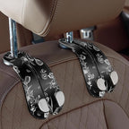 CoBak Purse Hook for Car - Universal Premium Stitched Leather and Aluminum-Magnesium Alloy Double Car Seat Back Storage Hook for Purses, Handbags, Bags (2 Pack),Floral Trace