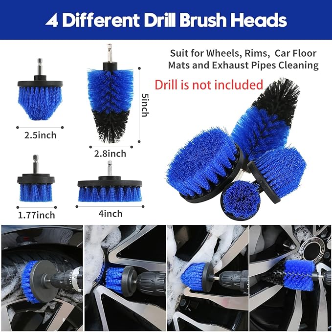 Qydipclin 24Pcs Car Detailing Kit, Car Detailing Brush Set, Car Wash Cleaning Kit, Car Detailing Brushes, Professional Car Care Kit for Interior Exterior Wheels, Blue