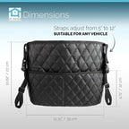 Car Net Pocket Handbag Holder Between Seats, Luxury Quilted PU Leather Purse Car Organizer With 2 Extra Pockets For Storage, Black
