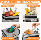 Vankor Car Trash Can for Car Cute, Bag Bin Hanging Waterproof Automotive Garbage Cans Leak Proof Vehicle Trash Can Stripe