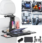 Large Foldable Backseat Tray Table, Car Laptop Desk with Cup Holder, Back Headrest Passenger Food Tray, Phone Tablet Holder, Multifunctional Travel Desk, Car Essentials for Kids & Long Road Trips