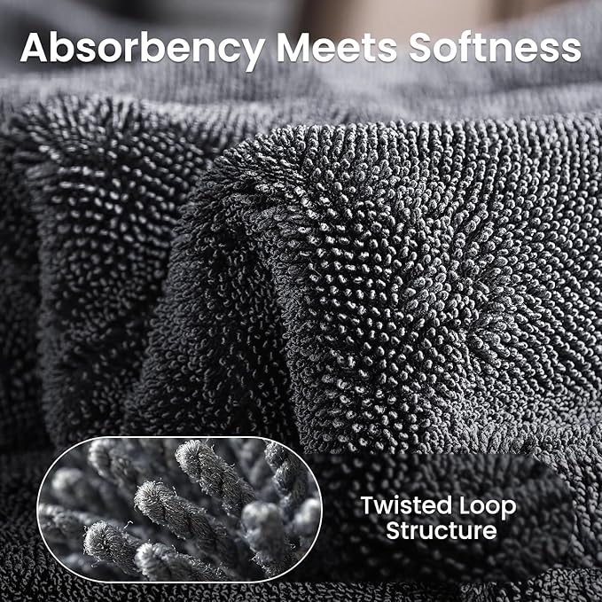 REEVAA Superior Microfiber Car Drying Towel [3s Drying, Pro-Grade Care] Car Cleaning Cloth Accessories for Sedan, SUV, Truck, 1300GSM, 2-Pack (36"×24"+16"×16"), Gray