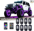 RGB LED Rock Lights Kit with APP/RF Remote Control Music Mode, Enhanced Underglow Lights Multi Zone Neon Underbody Light Multi Color 12V Waterproof for Trucks Jeep UTV ATV Golf Cart Offroad (12, p)