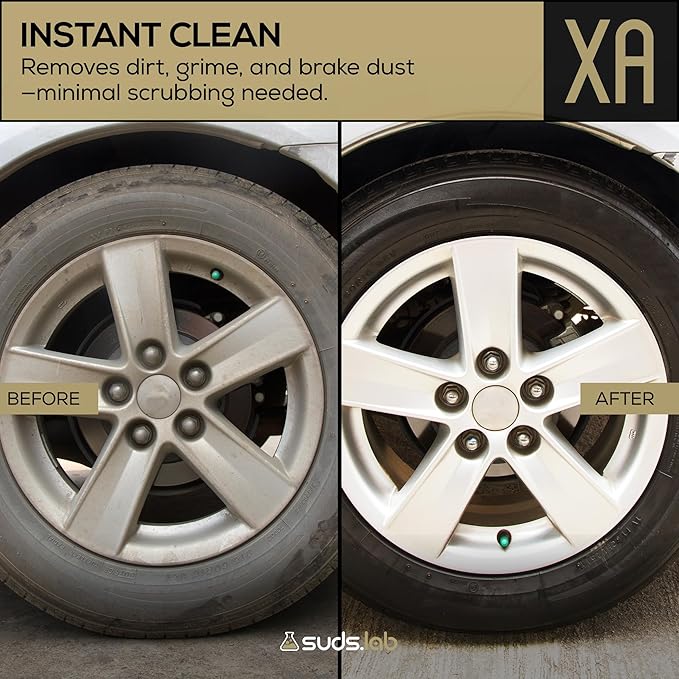 Suds Lab XA Zero-Acid Wheel Cleaner - Cleans Brake Dust and Grime for Car Rims and Tires - Safe on Chrome, Alloy and Aluminum Rims - 64 oz