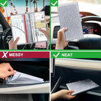 RSAquar Car Registration & Insurance Holder - Leather Glove Box Organizer, Cool Accessories for ID, Driver's License Cards & Essential Documents, Men & Women, Glitter Gray