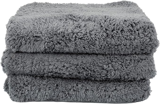 Maxshine 16" x 24" Universal 3-Pack Grey Microfiber Towels – 600GSM Edgeless Design – Ultra-Soft, High-Absorbency Towels for Car Detailing, Polishing & Scratch-Free Cleaning
