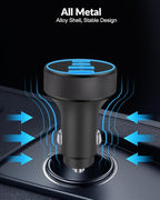 [4 in 1] USB C Car Charger, 4-Port 90W Super Fast Charging Cigarette Lighter Adapter, Dual 45W USBC & USB-A Multiport Car Phone Charger Accessories for iPhone 17 16 15 14 13 12, iPad, Galaxy, Tablet