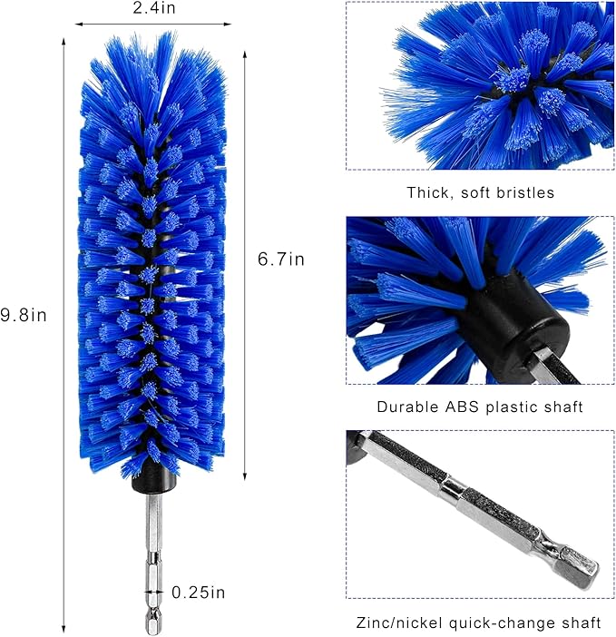 Drill Brush for Car Wheel, Highly Dense Wheel Rim Cleaning Brush with 1/4" Drill Shank, Durable Power Scrubber Brush Attachment for Auto Detailing Engines Exhaust Rims