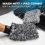 The Rag Company - 4-Piece Premium Essential Car Wash Kit - Includes Famous Gauntlet Drying Towel, Cyclone Wash Mitt + Wash Pad, and Premium NanoMagic Car Shampoo