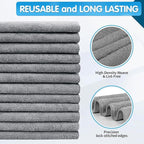 FIXSMITH Grey Microfiber Cleaning Cloth -Pack of 24, Highly Absorbent Cleaning Rags, 16"X12" All Purpose Cleaning Towels for Housekeeping, Kitchen, Car, Lint Free and Reusable Microfiber Towels