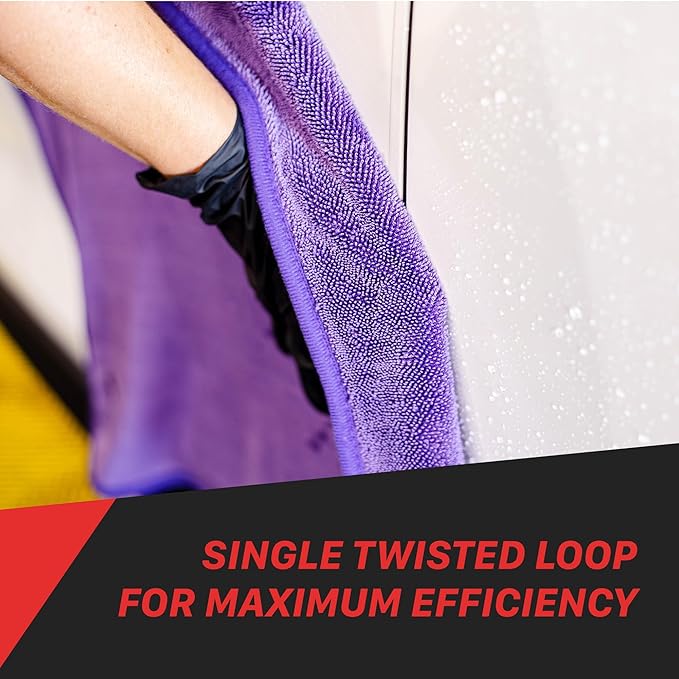 Maxshine Universal 3-Piece Purple 600GSM Microfiber Drying Towels – Single Twisted Loop, Ultra-Absorbent Plush Towels for Car Wash & Drying – Streak-Free Detailing Cloths (16" x 16")