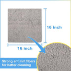 Car Wash Drying Towels, 450gsm Ultra-Thick Absorbent Lint-Free Extra Soft Microfiber Rags for Car Detailing, Interior & Exterior Cleaning Cloths, 16in x 16in - Microfiber, Grey, 6 Packs