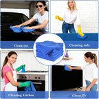 SHENLI 30Pack Edgeless Microfiber Towels for Car Detailing, 16x16 Inch Dark Blue Detailing Drying Wash Polishing Ultra-Absorbent Lint-Free Cleaning Cloths for Cars Windows Cleaning Household Supplies