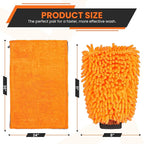 24"x36" Twisted Loop Car Drying Towel & Wash Mitt | 1200GSM Ultra Thick & Absorbent Detailing Towels | Large Microfiber Cleaning Cloth for Washing & Polishing | Micro Fiber Rags for Car Care