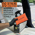 Suds Lab DS Detailing Scrub Sponge – Microfiber Scrub Pad for Car Detailing, Two Textures for Polishing & Scrubbing, Durable & Absorbent, Multi-Surface Use, Washable & Reusable – 6 Pack, Orange