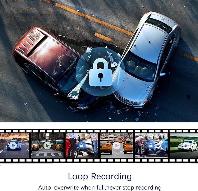 Dash Cam Front and Inside, 1296P Dual DashCams for Car, 3.16 Inch IPS Screen Driving Recorder with IR Night Vision, Loop Recording, Wide Angle Lens, 24H Parking Traffic Recorder with 32GB TF Card