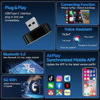 3 in 1 Mini Wireless CarPlay Adapter for iPhone,Carplay＆Android Auto＆Airplay(No Mirrorlink), iOS10+＆Android 11, Bluetooth 5.0,USB/Type-C,Plug & Play,5G-WiFi(Black)