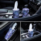 SINGARO Car Tissue Holder, 4 Pack Car Cup Holder Facial Tissues with Travel Tissue Bag, Quick and Convenient Flower Combination Box(4 Canisters/200 Tissues) Purple