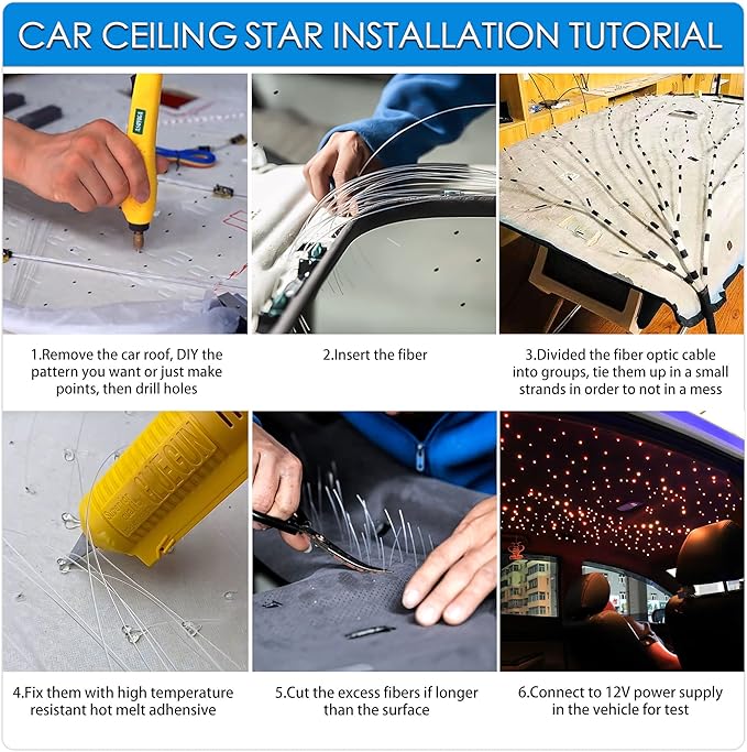 ATOKEE 16W Starlight Headliner Kit 600pcs 0.03in 9.8ft, Twinkle Dual Port Fiber Optic Star Lights for Car Ceiling Home Use, Controlled Via APP/Remote