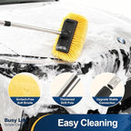 Yocada Five-Sided Car Wash Brush with 61" Long Handle No Scratch 12" Soft Bristle Brush Car Wash Cleaning Mop for Car SUV RV Truck Caravan Boat House Siding Floor