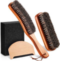 4 Pcs Horsehair Felt Hat Brush Kit with Cleaning Sponge Cowboy Clean Hat Wood Fedora Hat Cleaning Set Baseball Cap Lint Brush Remove Dust for Hair Furniture Suits Clothes(Style D)