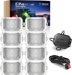 MICTUNING C2 MAX RGB+IC Rock Light with White Housing - 8 Pods Chasing Color Underglow Lights Kit, Dynamic Lighting Modes, APP Control, IP68 Waterproof, DIY Effect, Up to 24pods Extensible