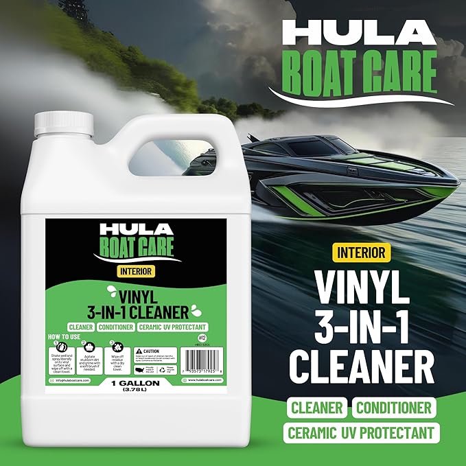 Hula 3-in-1 Boat Vinyl Cleaner, Conditioner and UV Protectant, 1 Gallon — Marine Vinyl Protectant, Boat Seat Conditioner, Made in USA