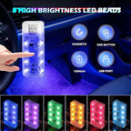 4 PCS Car LED Lights, USB Plug-in Rechargeable 8 High-Brightness,Portable Touch Control Dimmable Night Light for Car/Bedroom/Party/Holiday Decoration (1 Red&1 Blue& 1 Green& 1 Purple)
