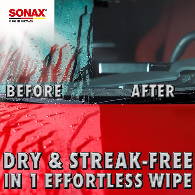 SONAX Microfiber Drying Towel Plus | Ultra-Absorbent Twisted Loop Microfiber Car Drying Towel | Streak-Free & Scratch-Safe | Large 30"x20" Soft Drying Cloth | Machine Washable & Long-Lasting | 451200