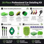26Pcs Car Detailing Kit, Car Detailing Brush Set with Drill Brush Attachments, Car Detailing Brushes, Wheel & Tire Brush, Microfiber Towels, Wash Mitt, Pet Hair Remover for Interior & Exterior