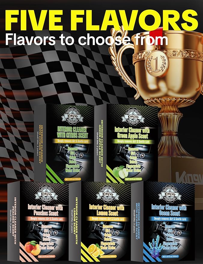 Car Interior Cleaner Spray, Multipurpose Leather Seat Cleaner Upholstery Car Cleaning Kit Auto Dashboard Vinyl Detailing Supplies Kit,Peach Scent