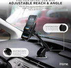 iHome Car Mount, Dashboard/Windshield/Vent Mount, Swivel Neck, Silicone Grip, Adjustable Mount Arm with Suction Cup Base (Universal Car Mount)