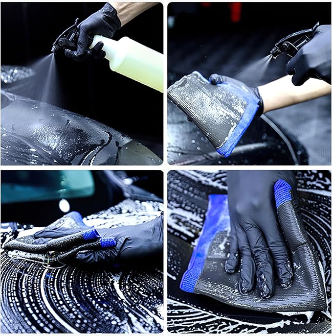Clay Towel Auto Detailing 4 Pack - Fine Grade Microfiber Car Chamois Towel - DIY Detail Clay Bar Alternative(Blue)