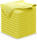 USANOOKS Microfiber Cleaning Cloth Yellow - 12 Pcs 12.5"x12.5" - High Performance - 1200 Washes, Ultra Absorbent Towels Weave Grime & Liquid for Streak-Free Mirror Shine - Car Washing Cloth
