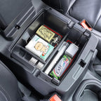 PIMCAR Center Console Organizer for Jeep Wrangler JL/JLU (2018-2026) & Gladiator JT (2020-2026) | Armrest Storage Tray | Interior Accessories (Not for JK/JKU) | Red Liner Trim
