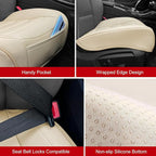 BOPUOVRE Car Seat Cover for Luxury & Comfort - PU Leather, Anti-Slip, Full Wrap Protection with Storage Pocket for Bottom Cushion - Universal Fit for 95% of Vehicles （Yellowish-White,1 Piece