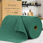 KitchLife Microfiber Cleaning Cloth Roll, 100 Pack - Tear-Away Microfiber Paper Towels, Lint-Free, Reusable, Washable for Kitchen, Car, Dishes, and Sensitive Surfaces (Forest Green)