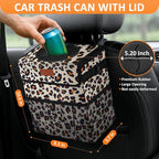 Vankor Cute Car Trash Can, Car Accessories for Women Interior Can Trash Bag Hanging Automotive Garbage Cans Leopard Pattern