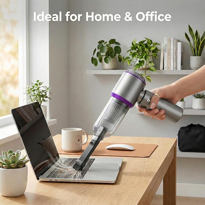 NWDEY Car Vacuum Cleaner High Power 20000Pa – Cordless Handheld Mini Vacuum & Air Duster for Car Detailing, 3-Speed Brushless Motor, 6000mAh Battery (Upgraded Purple)
