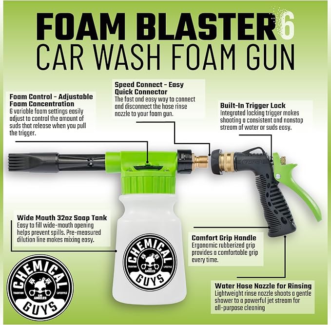 Chemical Guys TORQ Foam Blaster Wash & Wax Kit with Maxi Suds II Car Wash Soap and Blazin' Banana Sprayable Car Wax (3 Items, 32 Fl oz)
