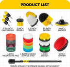 Holikme 30Pack Drill Brush Attachments Set,Scrub Pads & Sponge, Power Scrubber Brush with Extend Long Attachment All Purpose Clean for Grout, Tiles, Sinks, Car Polishing Pads,Bristle Discs