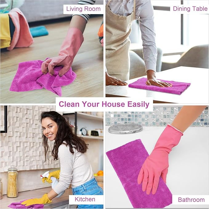 Shimeyao 30 Pcs Edgeless Microfiber Plush Towels for Cars Detailing Drying Wash Polishing Absorbent Cleaning Cloths, 500 GSM (16 x 16 Inch,Purple)