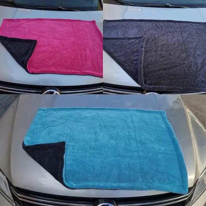 1600gsm MEGA Scratch Free XL Ultra Absorbent Blue Microfiber Professional Car Drying Towel, Twisted Loop 24" x 36" for Detailing Cars (1)