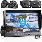 eRapta HD 1080p Backup Camera System Kit,10-inch Reversing Monitor with Quad Split Recording IP69 Waterproof, Rear View Side View Cameras, Backup Camera for RV Truck/Trailer/Tractor/Box/Camper AYX104