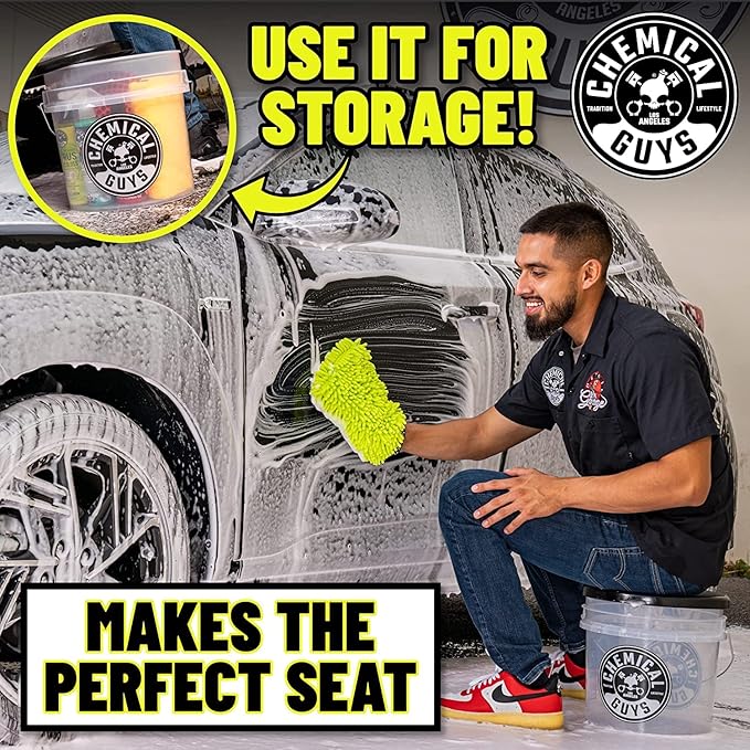 Chemical Guys CWS_110_16BK Car Wash Detailing Bucket, Mitt & Accessories Bundle (6 Items) Featuring Honeydew Snow Foam Car Wash Soap, 16 oz - Works on Cars, Trucks, SUVs, RVs & More