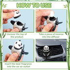 Tallew Car Air Freshener Cute Panda Car Vent Clip Diffuser with Rotating Propeller Outlet Vent 2.5" x 2.4" x 2.1" Easy to Install Included 2 Scents Aroma Tablets Aromatherapy Ornament Auto Accessories